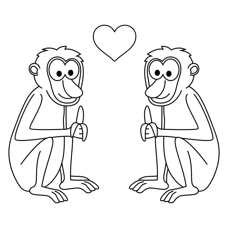 Affe comic Paar liebe