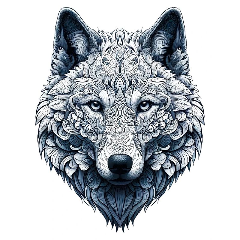 Loup décoré de Mandalas