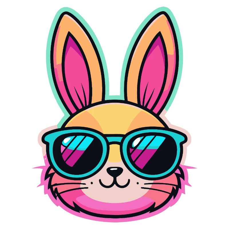 Neon Bunny with Colored Glasses