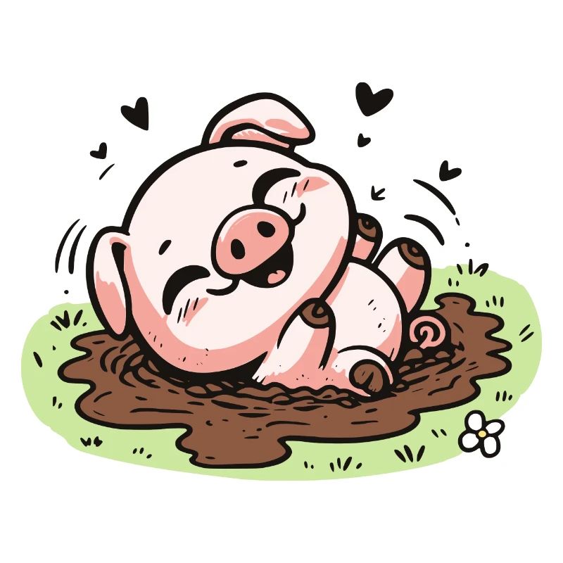 Cochon mignon dans la boue