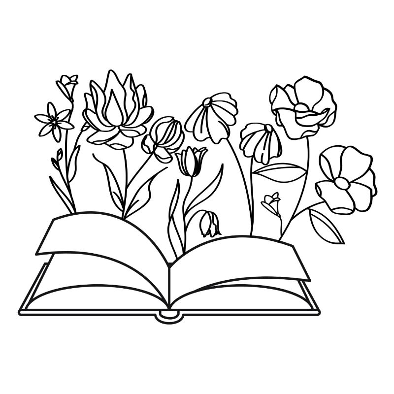 Buch mit Blumen, Lesen, Hobby, Leseratte, Blumen