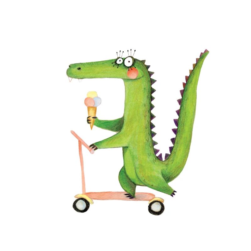 Krokodil auf Roller