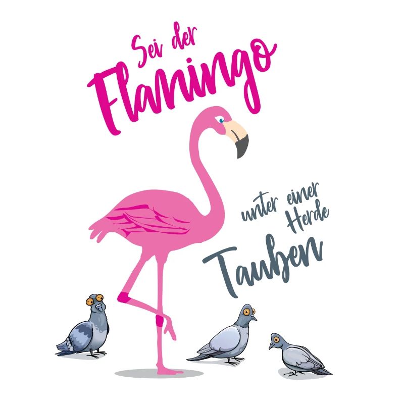 Sei der Flamingo unter einer Herde Tauben