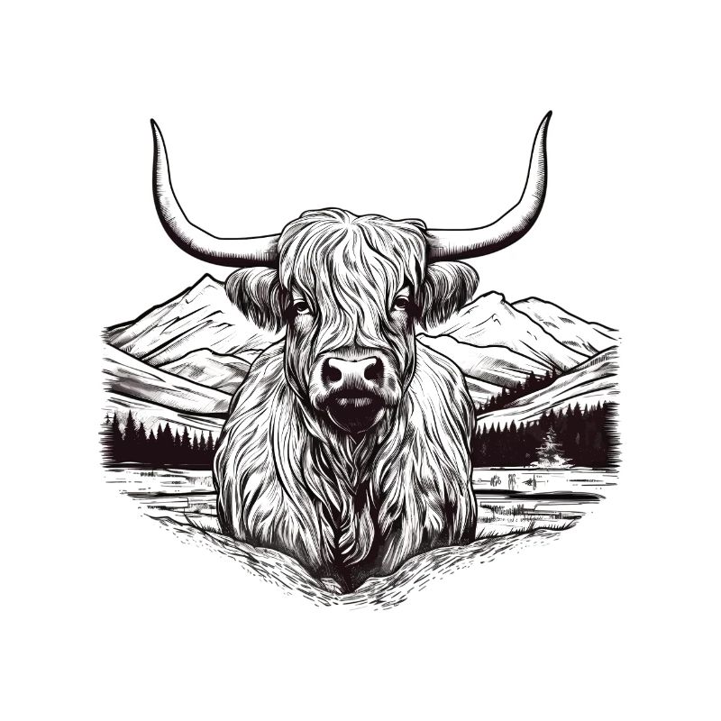 Paysage rustique de vaches écossaises des Highlands et