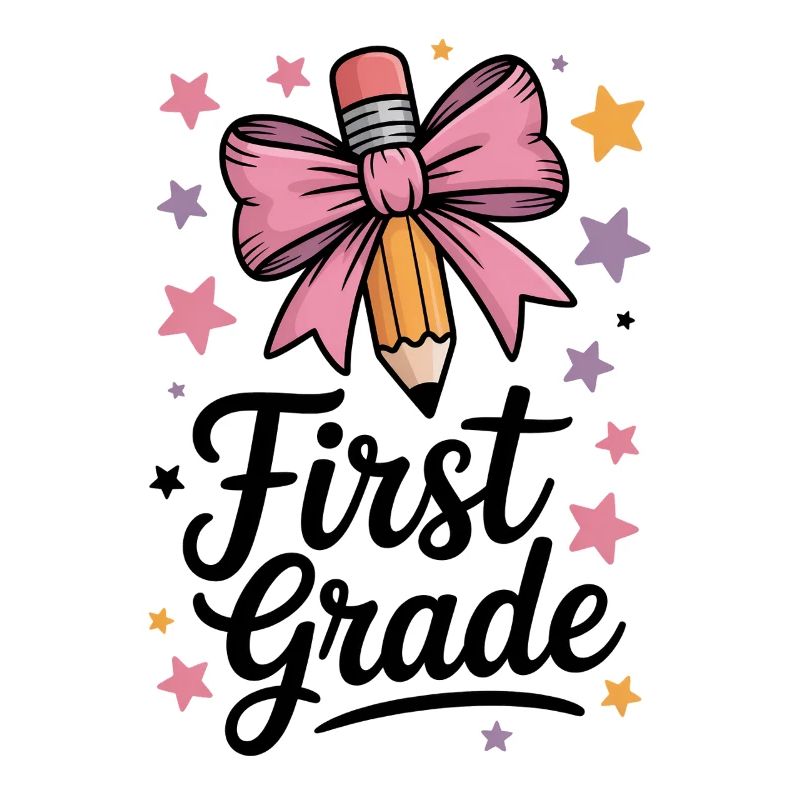 Erste Klasse Schleife Buntstift Schleife Schule