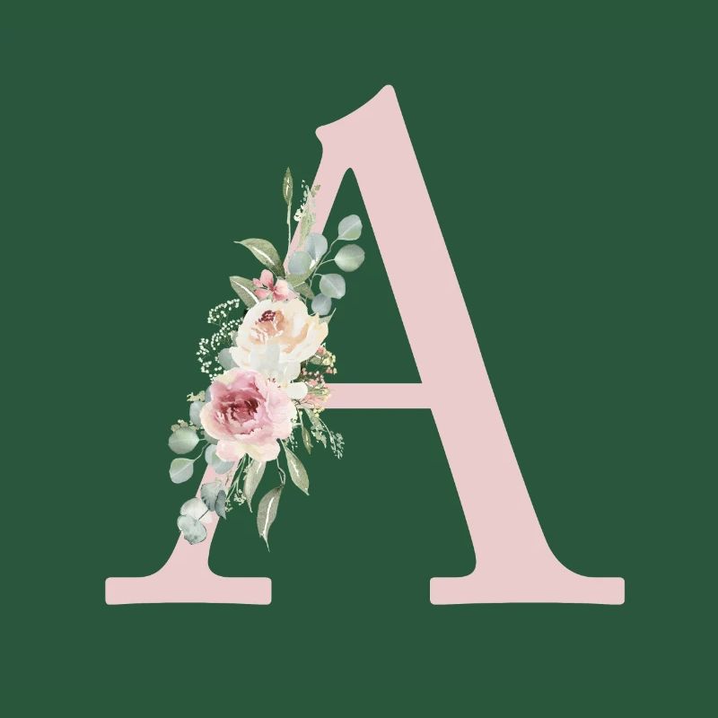 A| Monogram | Eucalyptus Pastel Flower Blue
