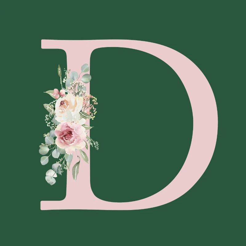 D| Monogram | Eucalyptus Pastel Flower Blue