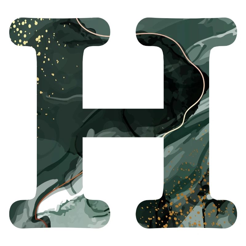 Lettre h marbré vert