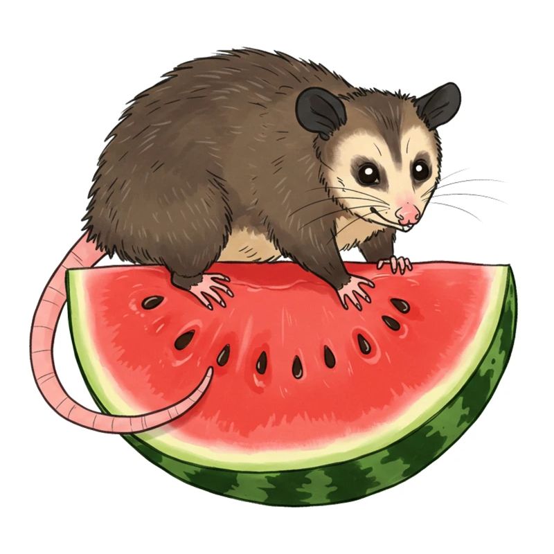 Opossum mit Wassermelone