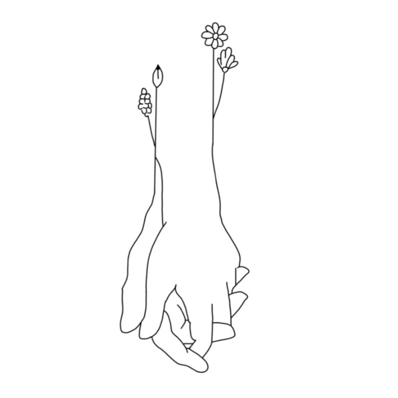 Fleurs à main noir