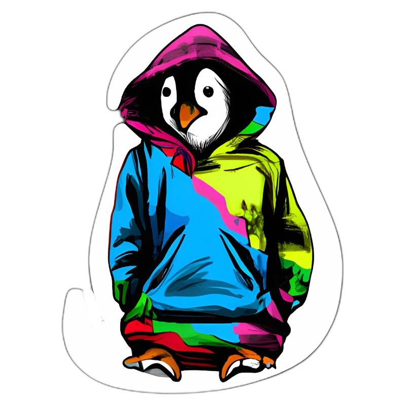Pingouin mignon avec pull coloré
