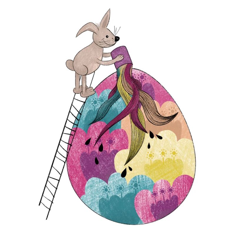 Lapin de Pâques et œuf de Pâques Illustration colorée