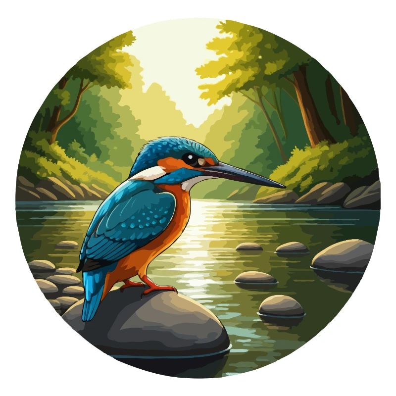 Eisvogel sitzt am Bach