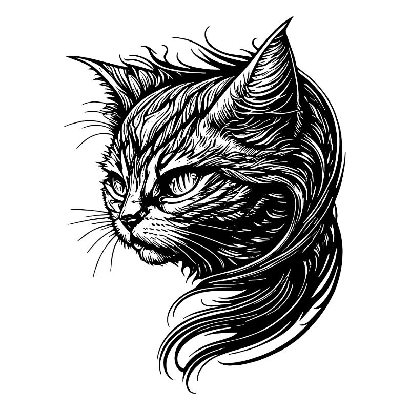 Chat élégant dans le style de tatouage vintage