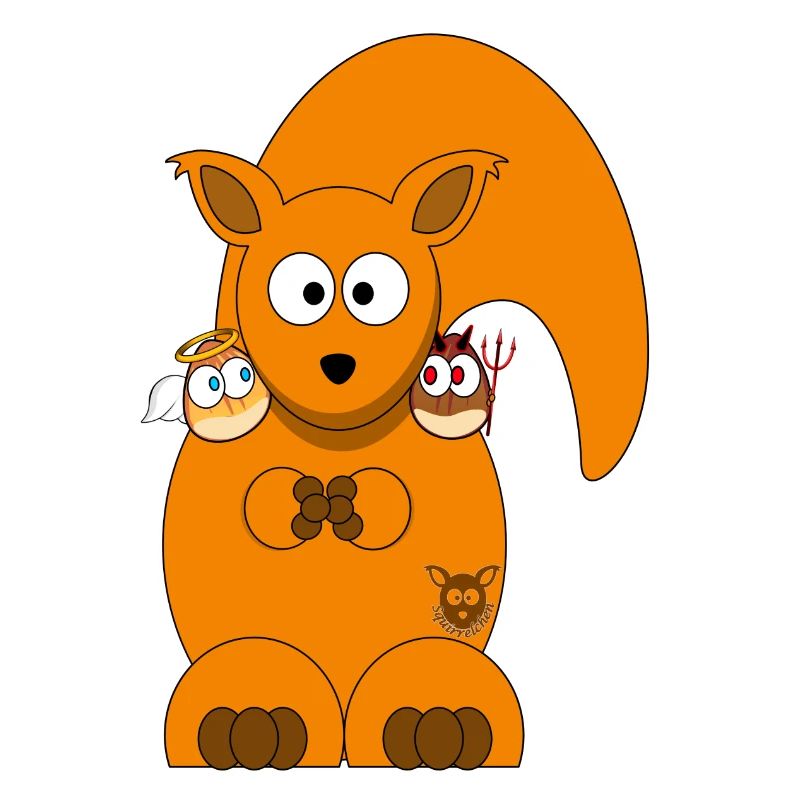 Squirrel with angel nut and devil nut