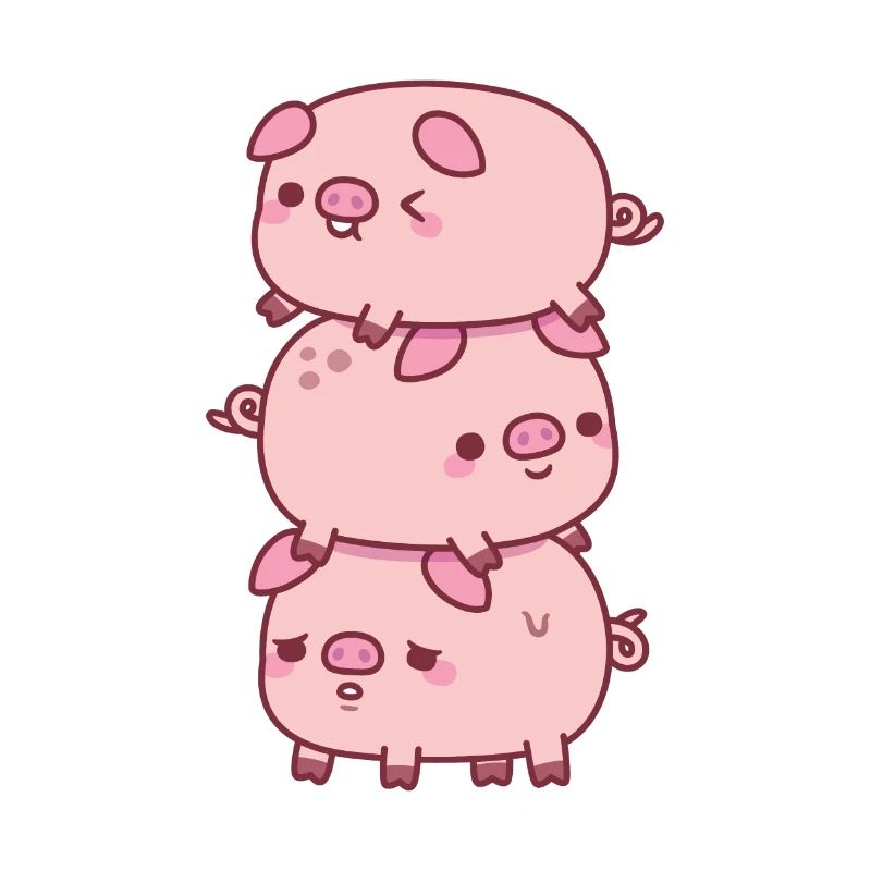 Pile mignonne de trois petits cochons drôle