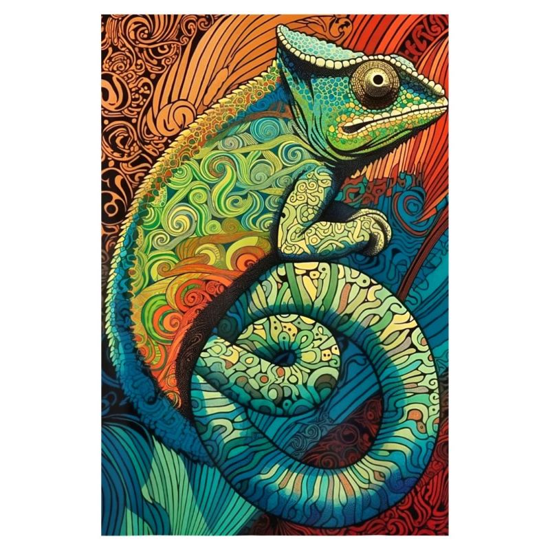 Lizard Lover Op Art Chameleon