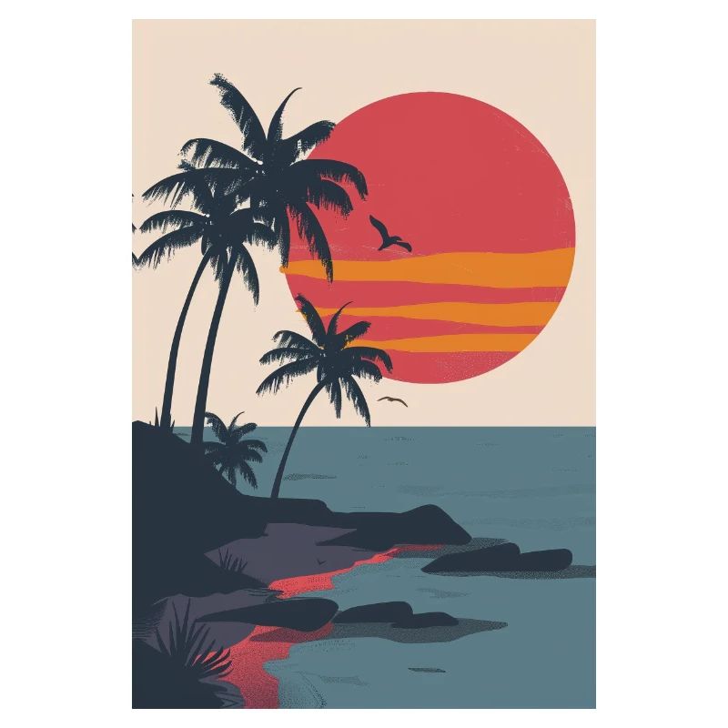 Plage au coucher du soleil | IA