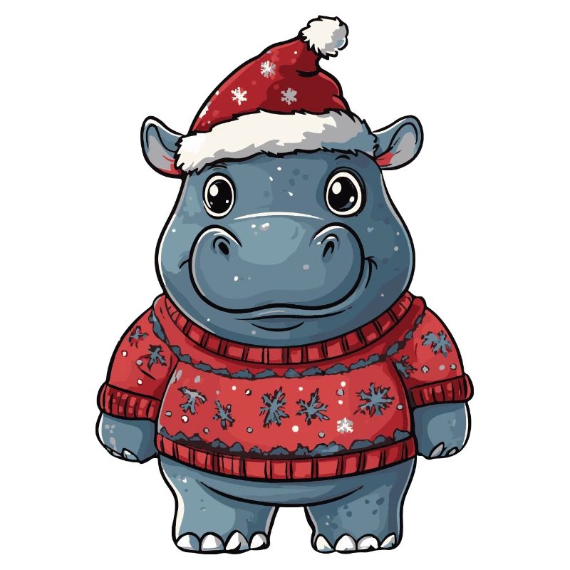 Nilpferd Weihnachten Comic