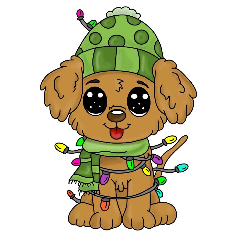 Chien avec des décorations de Noël