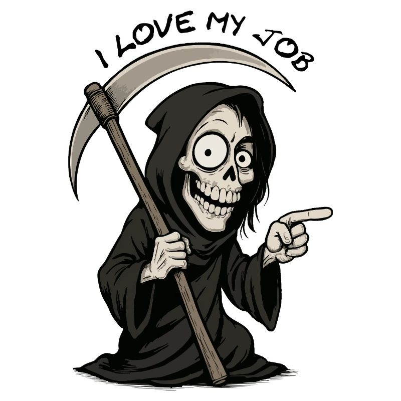 Grim Black Grim Reaper lächelt