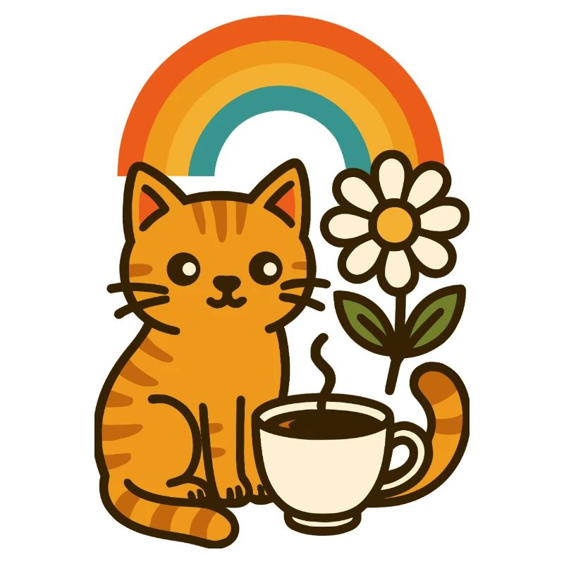 Kaffee, Katze und Regenbogen
