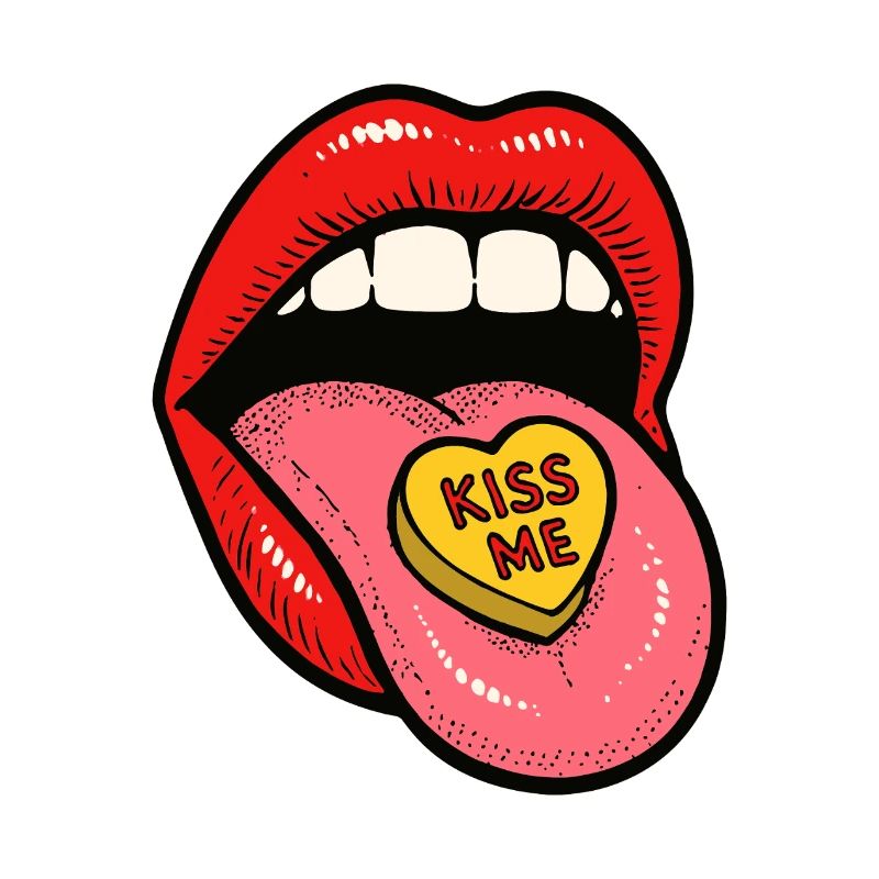 Red Lips Tongue Candy Love