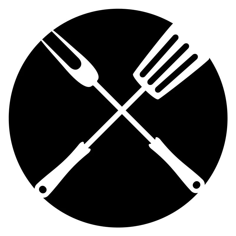 circle round logo food grill fork pancake who