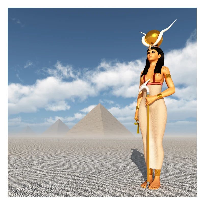 Déesse Hathor et pyramides