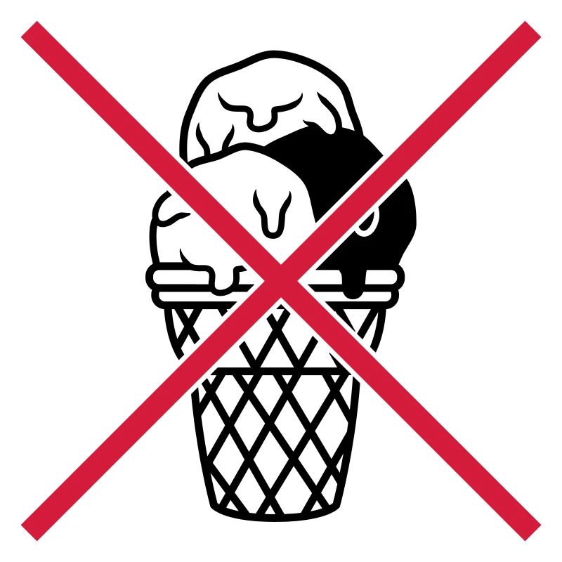 Schild keine Eiskugeln Waffel