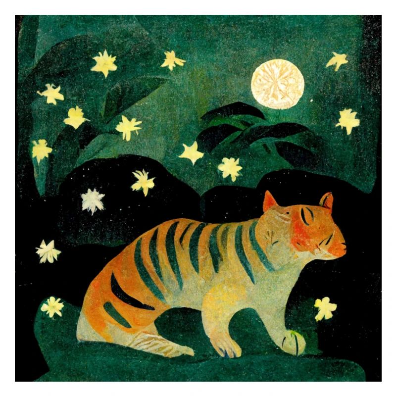 Tiger bei Mondschein