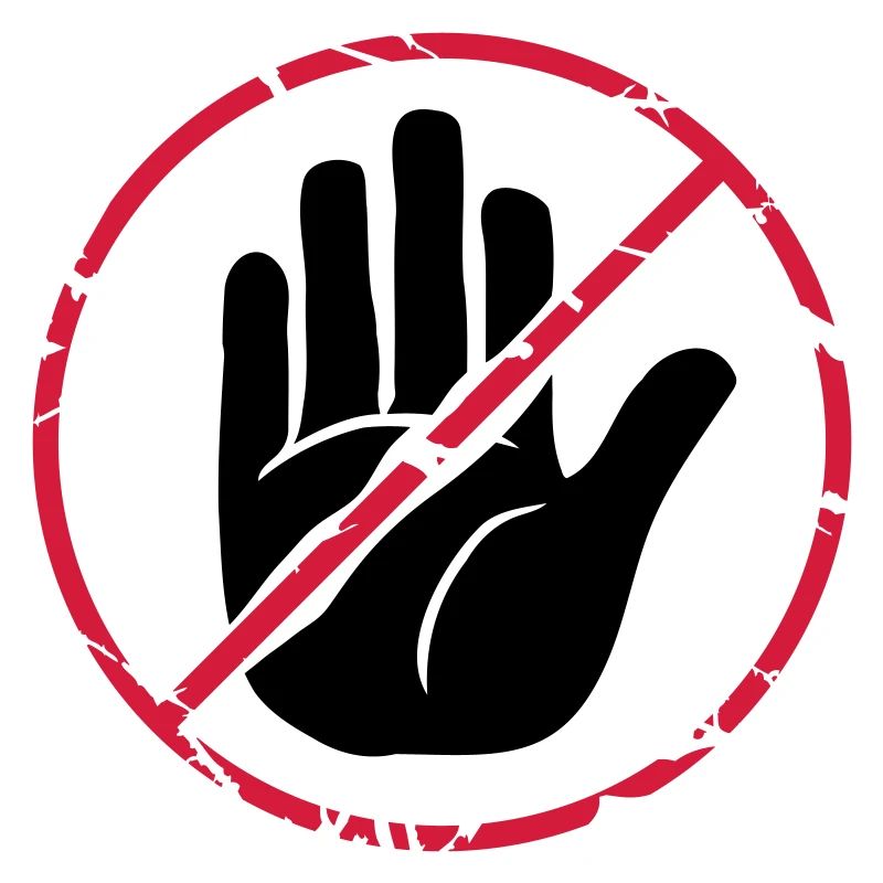 Stop Zeichen Hand durchgestrichen