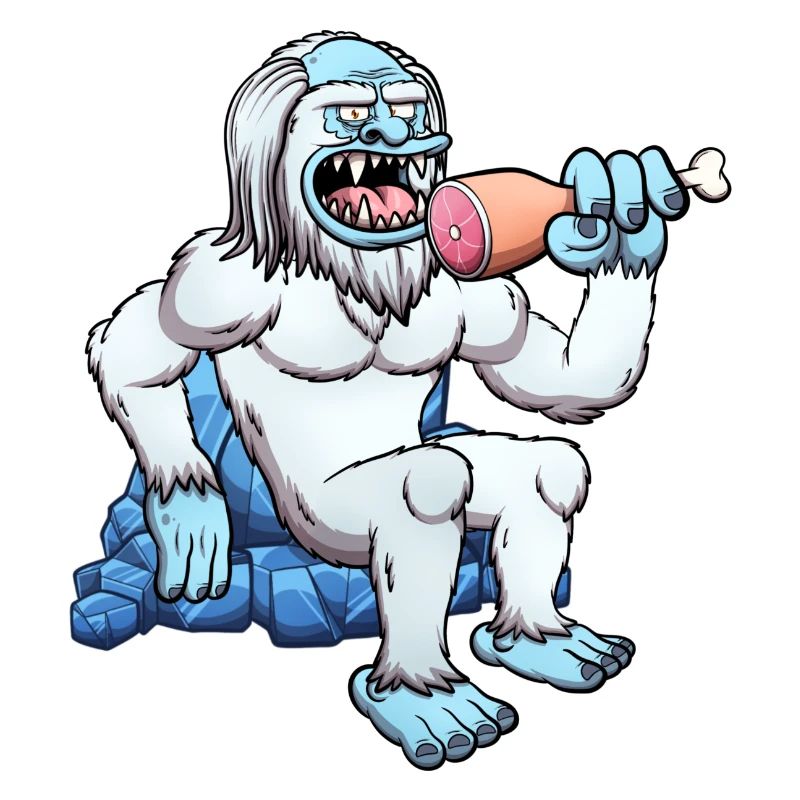 Yeti isst Fleisch