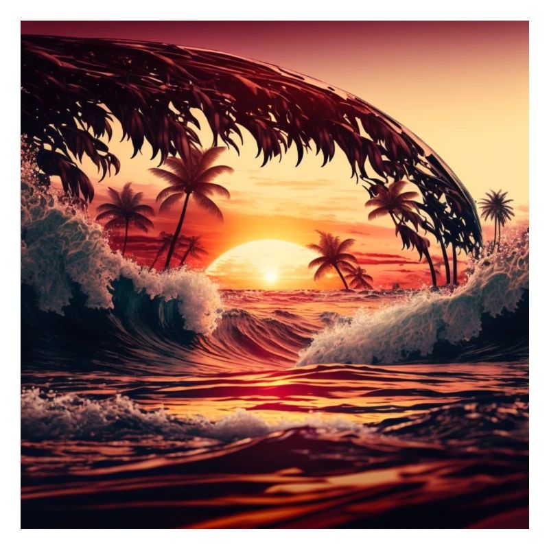 Ocean sunset waves