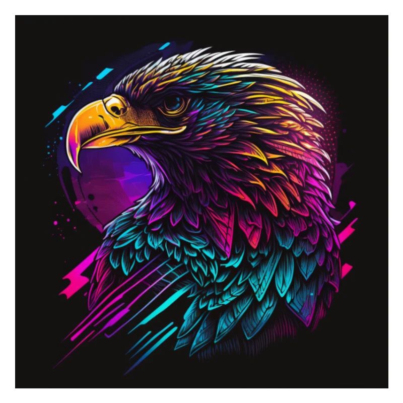 Adler mit Neonfarben, Synthwave / 80er Jahre