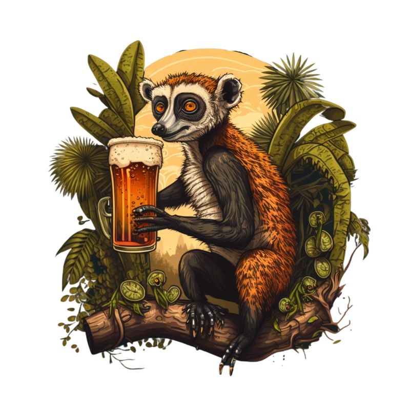 Bier liebender Lemur im Dschungel