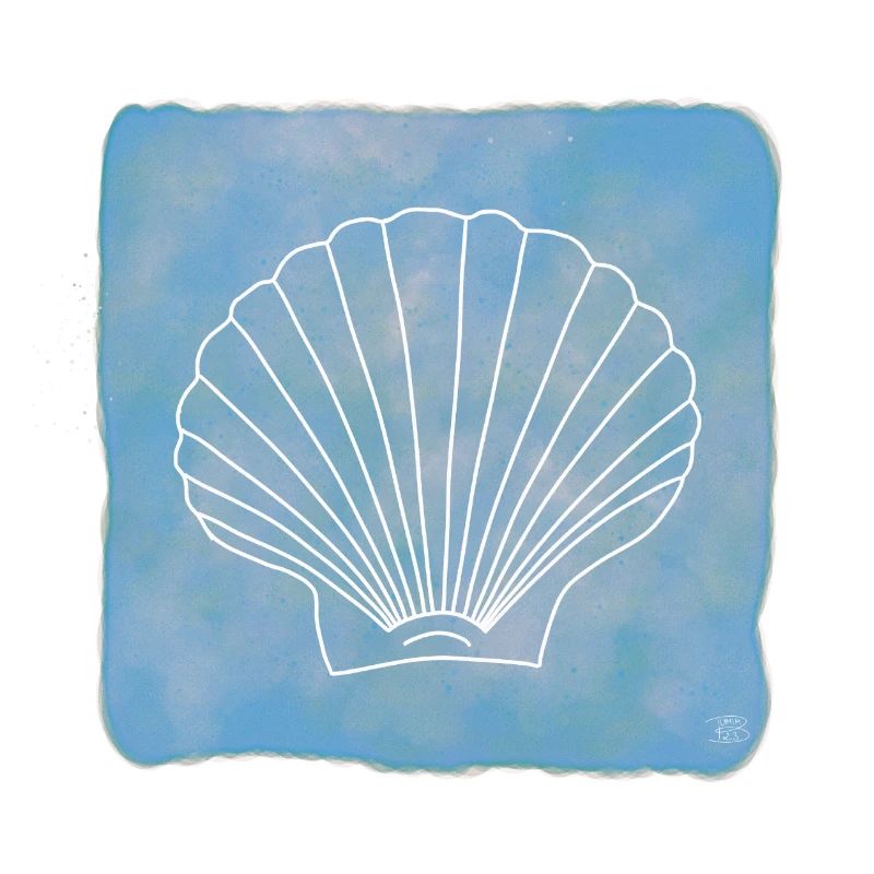 Scallop, Boho Line Art Design, Series Shells