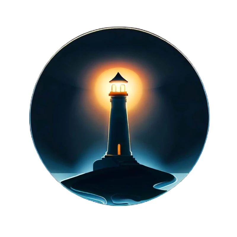 Lighthouse shining at night