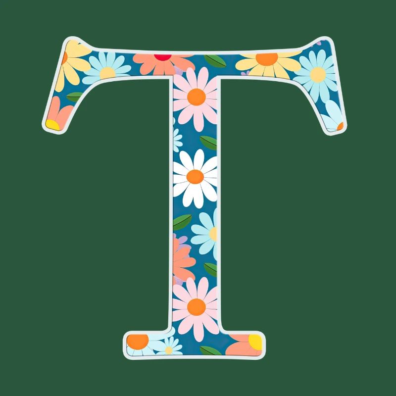Customizable Monogram T Floral Pattern