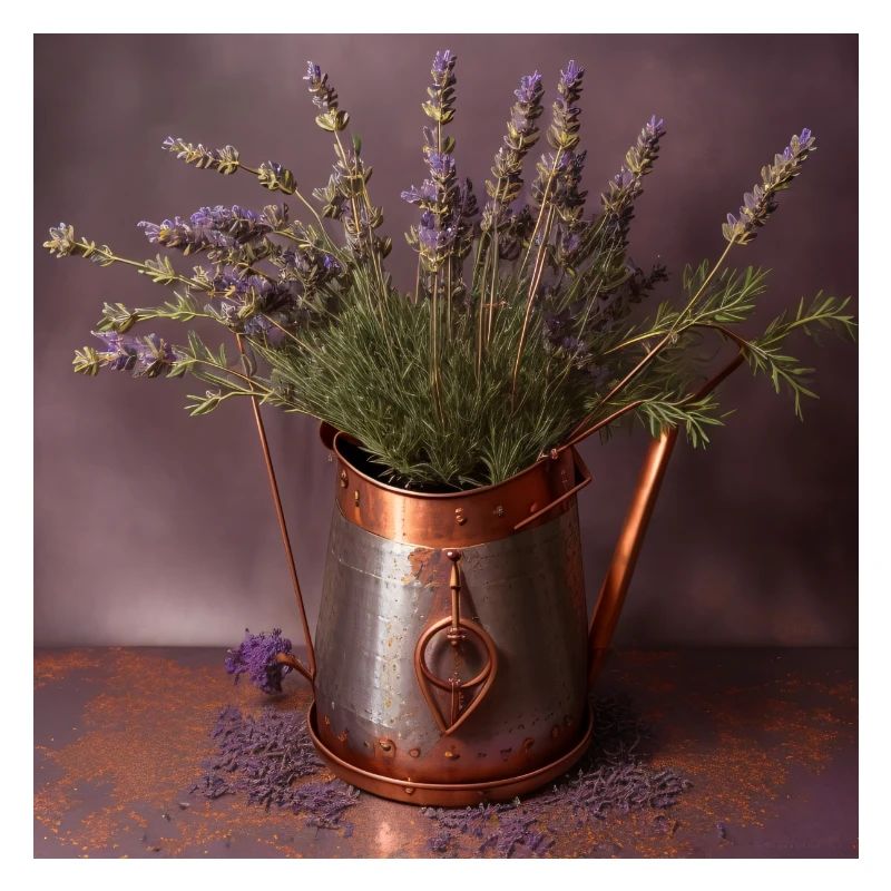 Lavendel in einer Kupferkanne