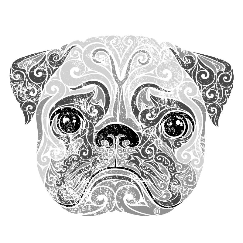 Swirly Hundeportrait (grau)