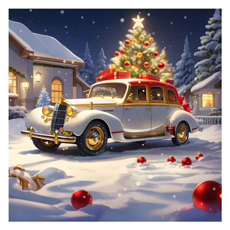 OLDTIMER IM SCHNEE ZU WEIHNACHTEN