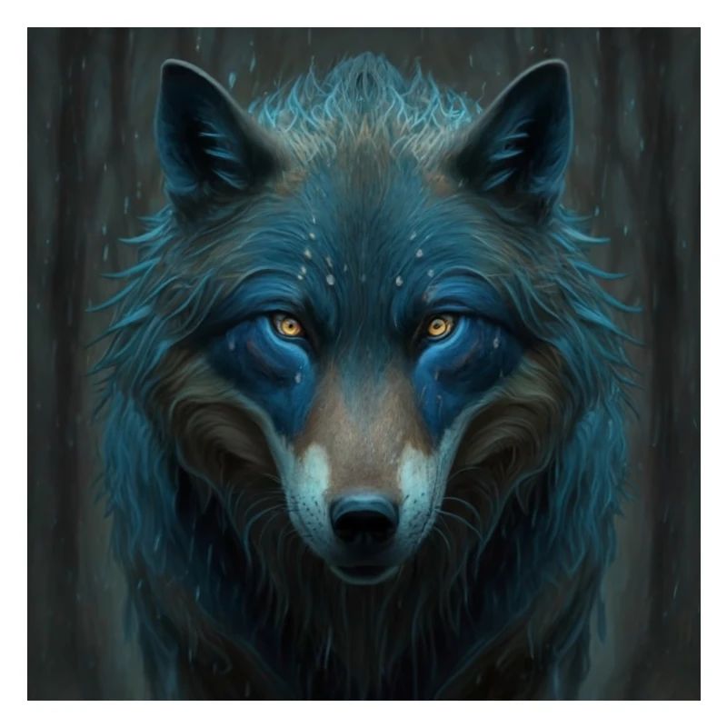 Loup bleu dans la forêt