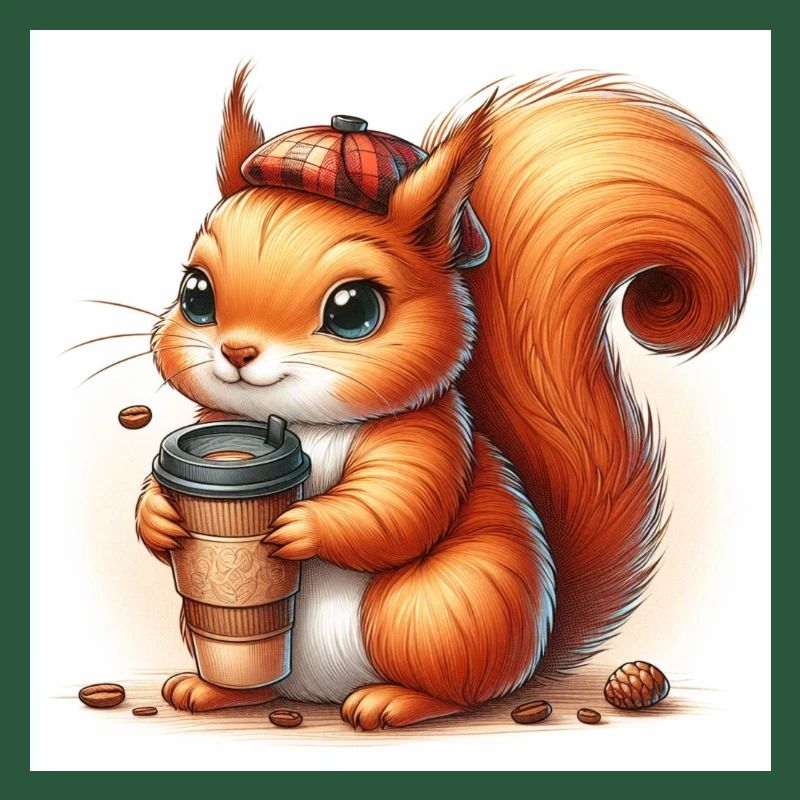 Squirrel with coffee to go