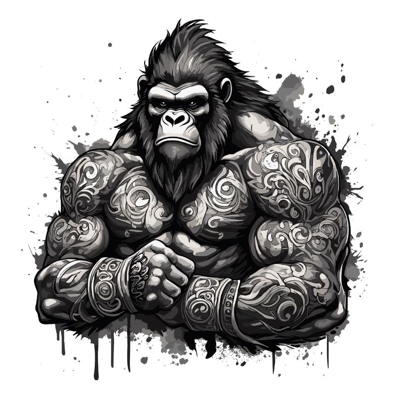 Tattoo / Tier / Kunst / cool / Comic / Gorilla