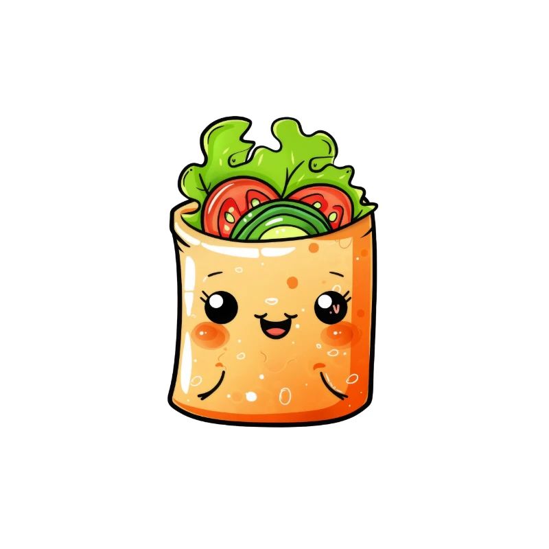 Smiling vegetable wrap in cartoon style