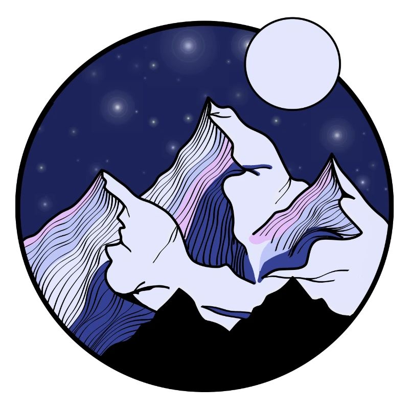 SOMMETS DES MONTAGNES - NUIT DANS LES MONTAGNES - GRAPHISME DE MONTAGNE