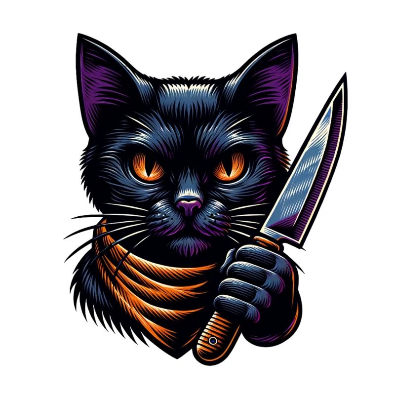 Böse Katze mit Messer