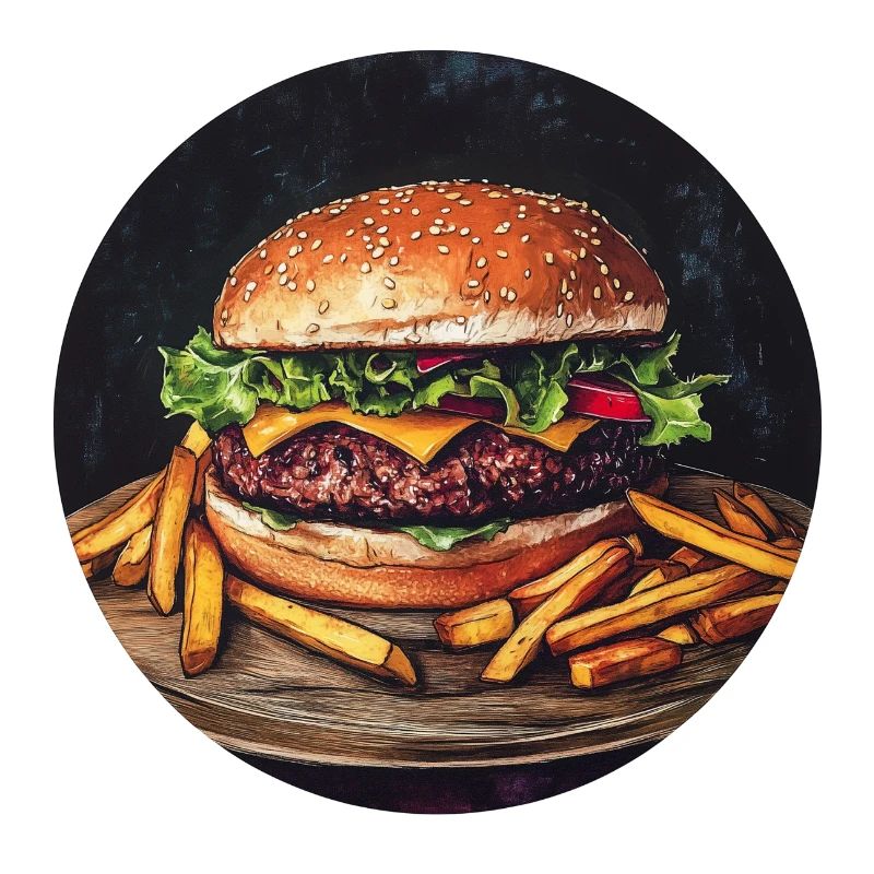 Saftiger Burger mit knusprigen Pommes