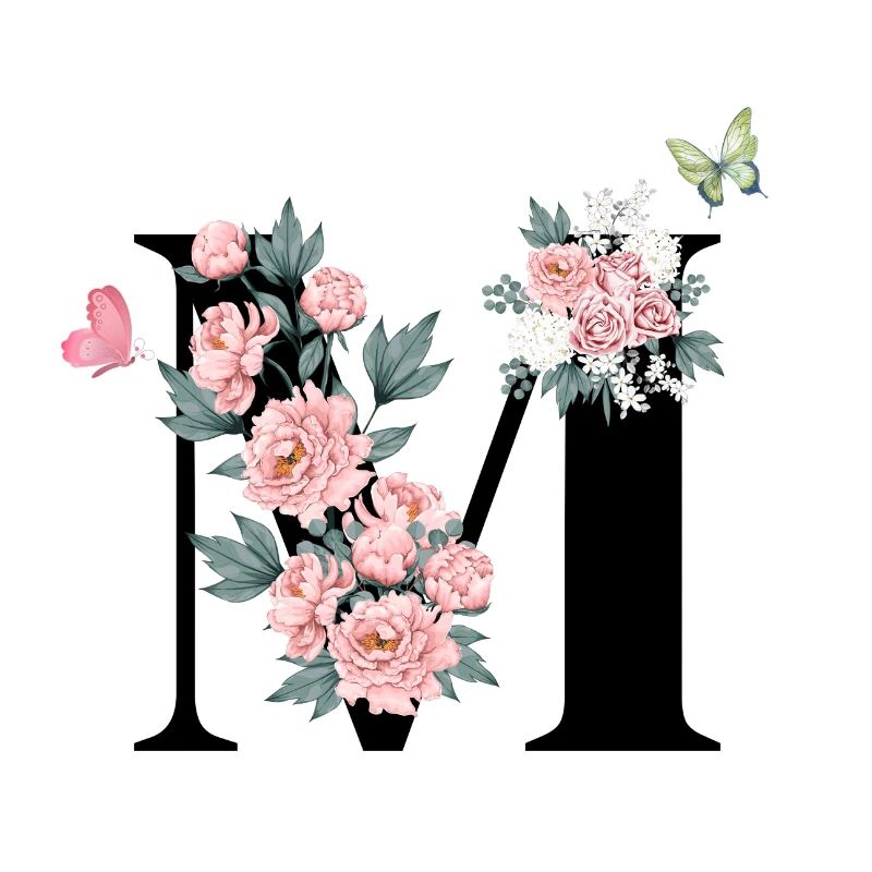 Buchstabe m rosa Blumen